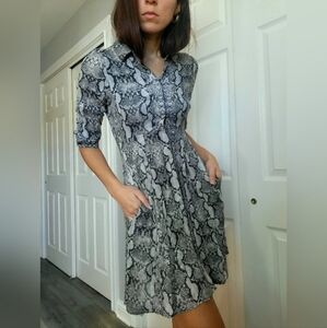 Zara Woman Animal Print Button Down Viscose Mini Dress/Tunic Size L